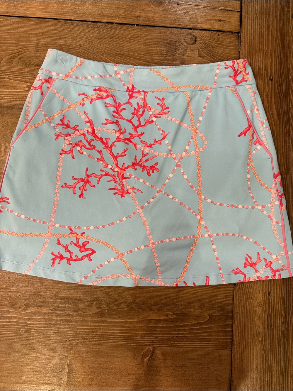 J McLaughlin Light Blue Skort with Coral Print